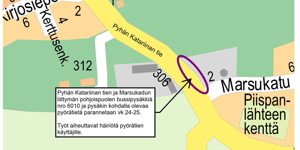 Marsukadun pysäkin kartta