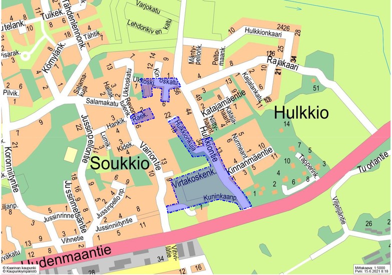Kartta Vairion alueen kunnallistekniikan työmaasta