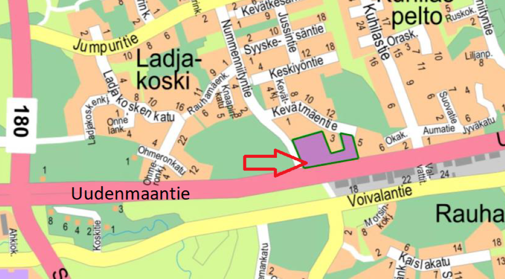 Karttakuva mihin on merkitty Voivalan kedon alue